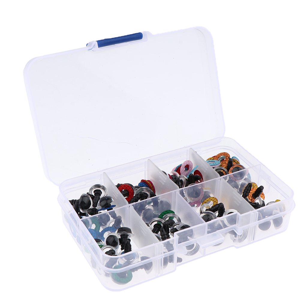 80 Pieces Safety Eyes with Glitter Nonwoven and Washer for Stuffed Toy 10mm