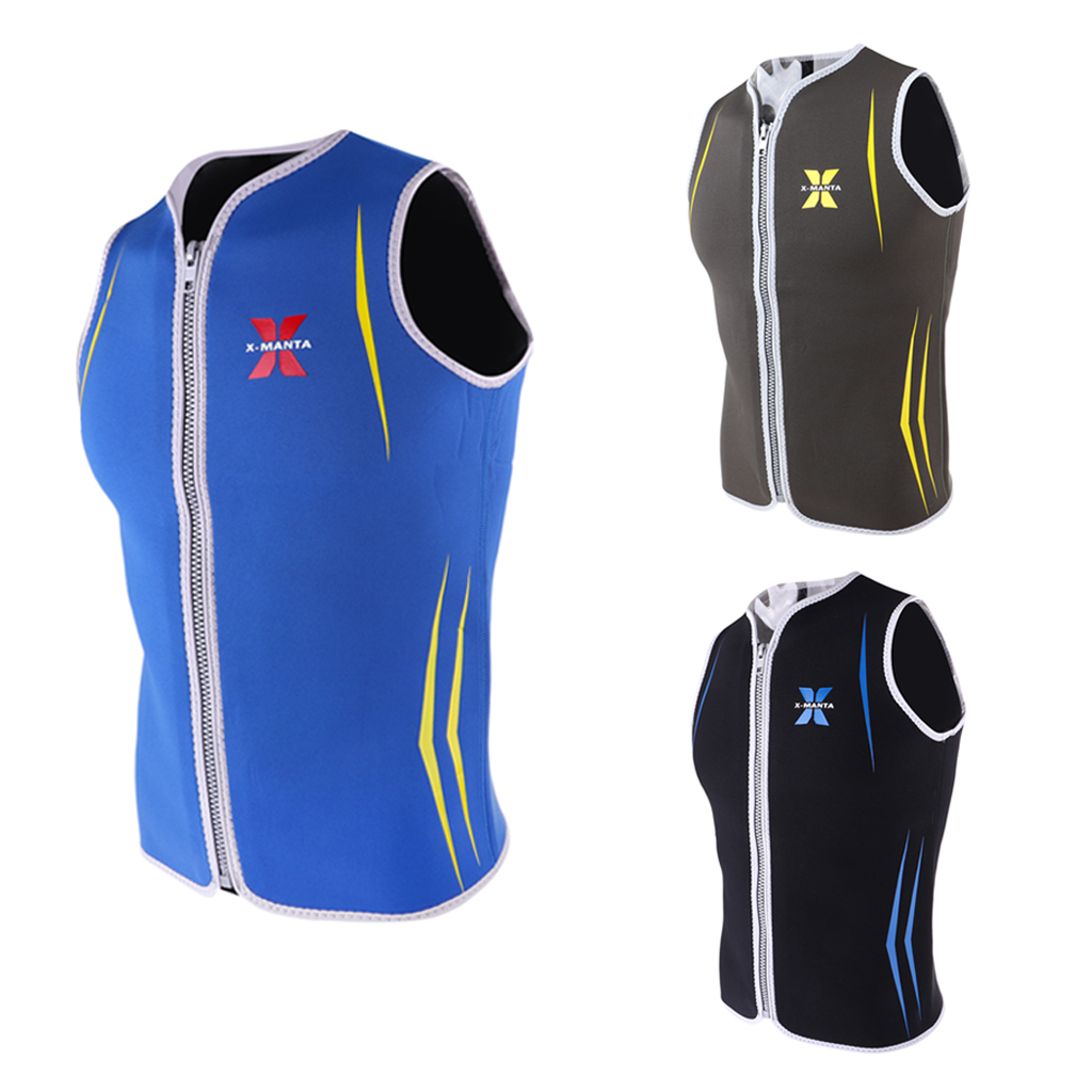 Premium 3mm Men`s Wetsuits Neoprene Sleeveless Front Zipper Vest Jacket Top for Scuba Diving Surfing Swimming Snorkeling Suit