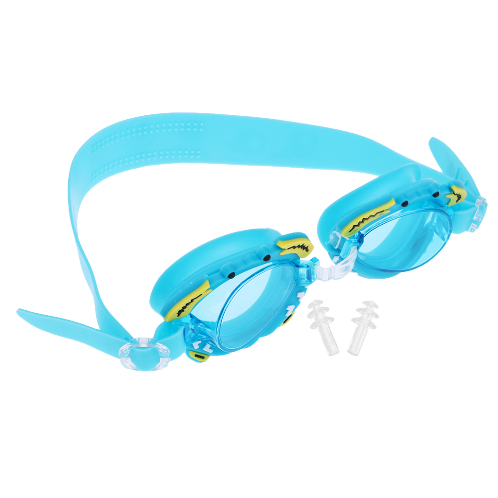 Silicone Adjustable Kids Swimming Goggles, Cute  Design, Anti-fog, Ear Plugs