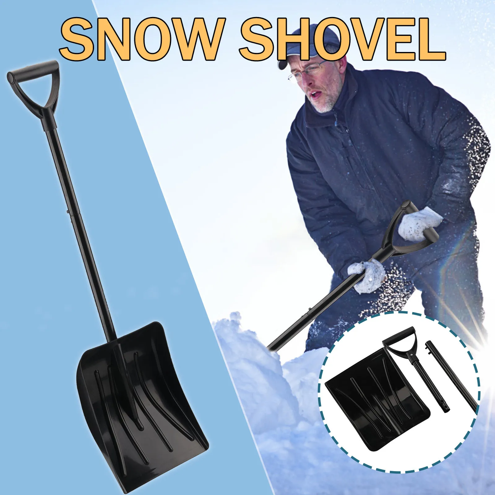 Collapsible Snow Shovel Adjustable Spade Roadside Emergency Trunk Vehicle Kit 