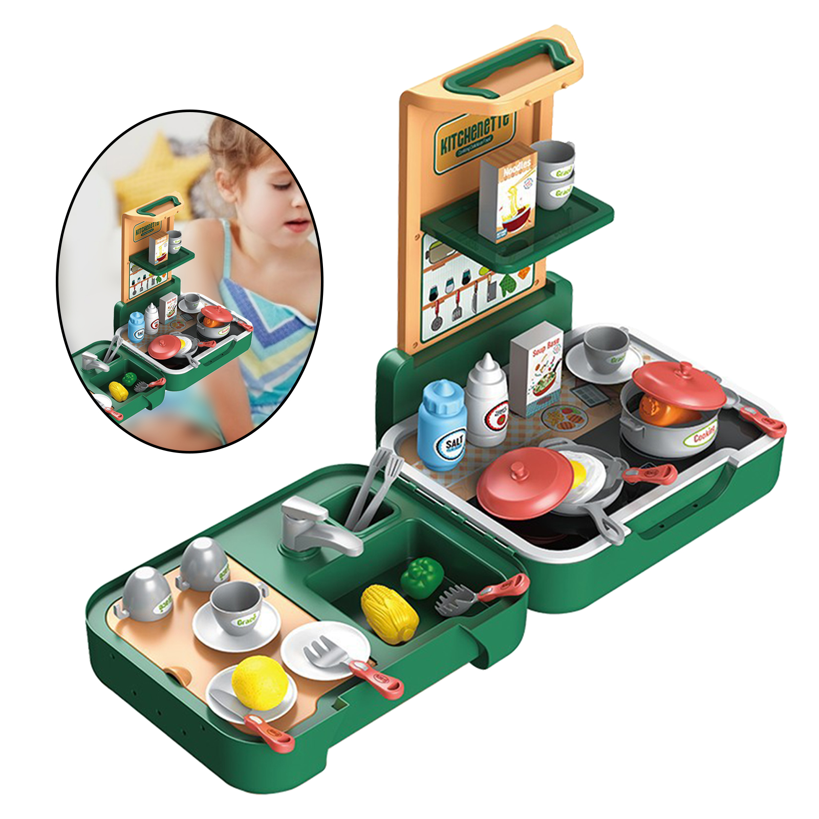 Pretend Play House Toys with Backpack Removable Doctor Kit for Kitchen Cooking Gift Kids