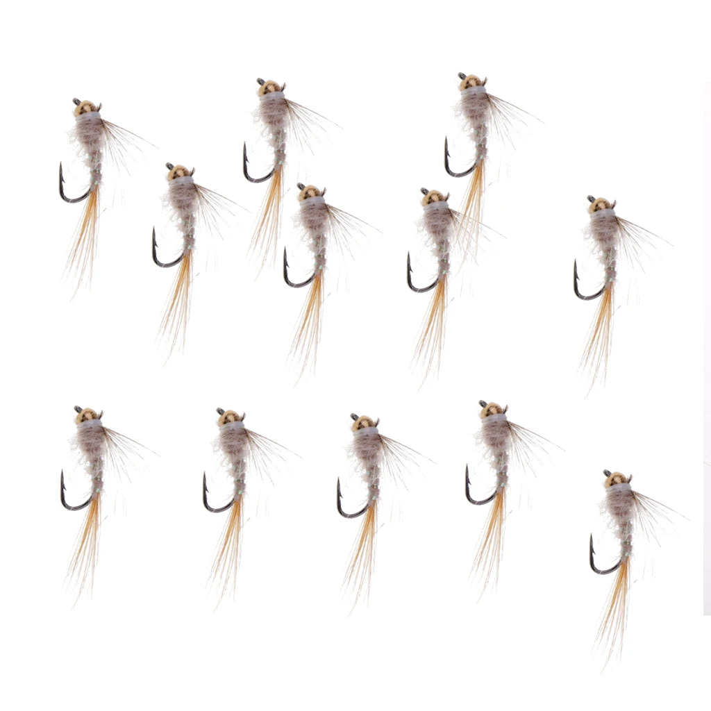 12pcs Brass Bead Head Trout Fly Fishing Nymphs Sinking Simulation Flies Lure