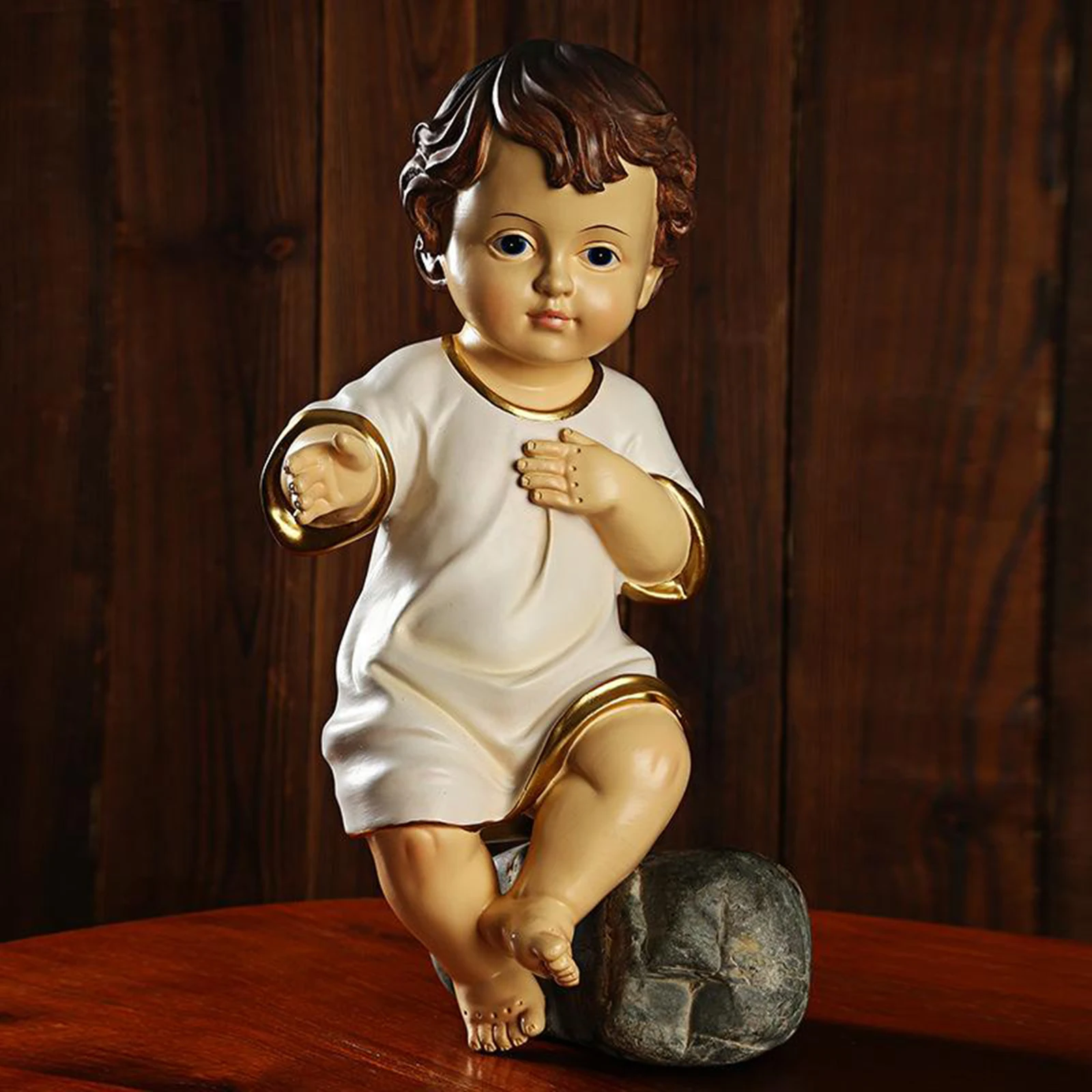European Baby Statue Jesus Doll Statue Figurine Indoor Outdoor Home Little Boy Sculpture Statuette Collection Memorial Statue