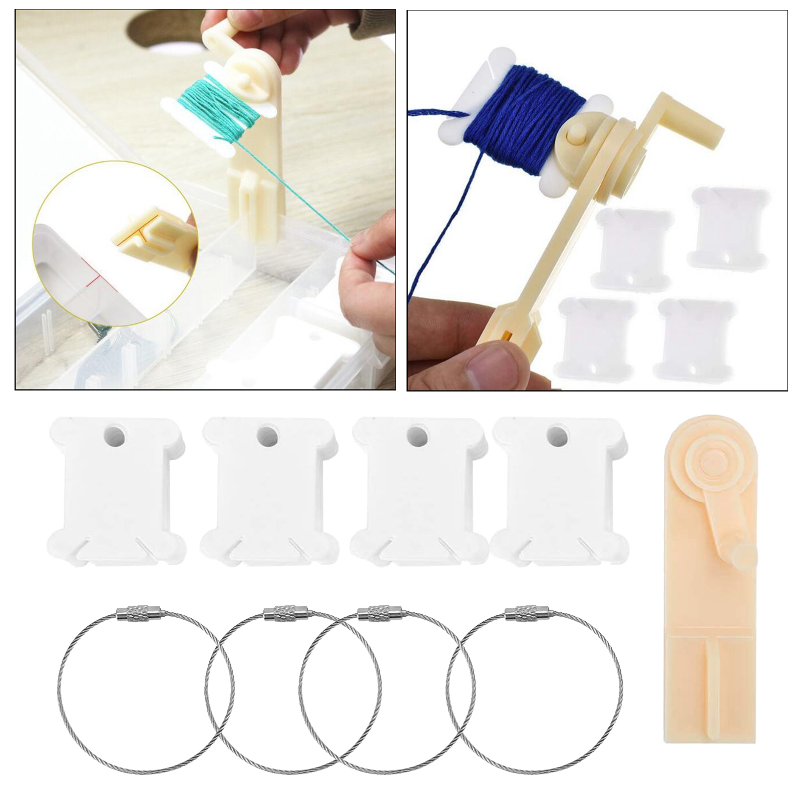 Floss Bobbins and 4pcs Floss Bobbin Rings for Craft Storage Accessories