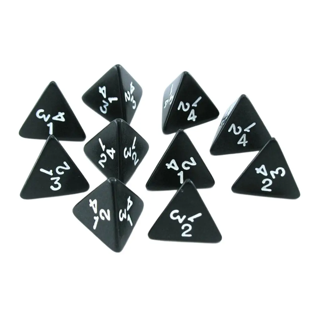 10pcs Creative D4 Dices 4 Sided Game Dice for TRPG Role Play Toys Black