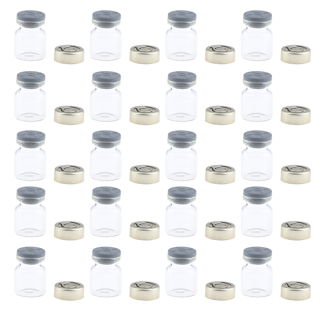 20Pcs Empty Sealed Sterile Serum Clear Glass Vials with Aluminum Septa Seal