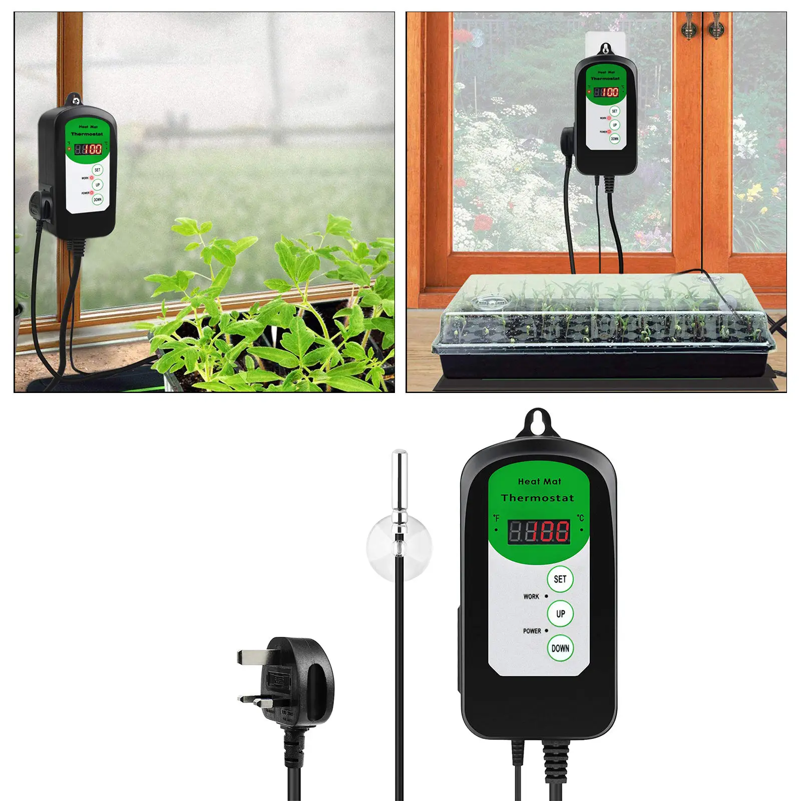 1000W 240V Digital Heat Mat Thermostat Temperature Controller for Hydroponic Plants Seed Germination Reptiles Pet Supplies