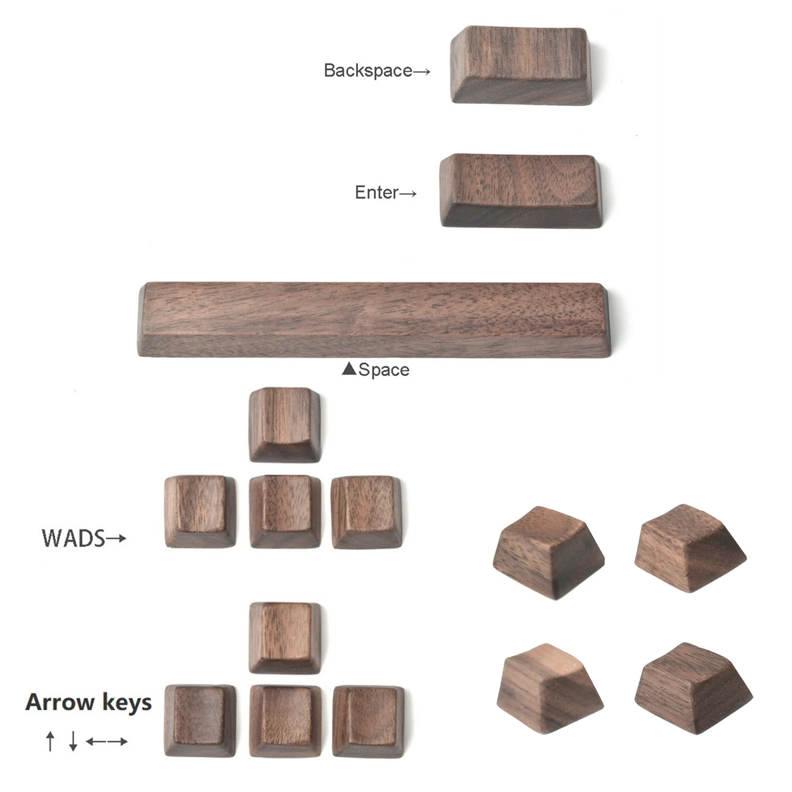 Wooden Keycap Solid Walnut Wood Keycap Novelty Keycaps for Cherry MX Mechanical Keyboard