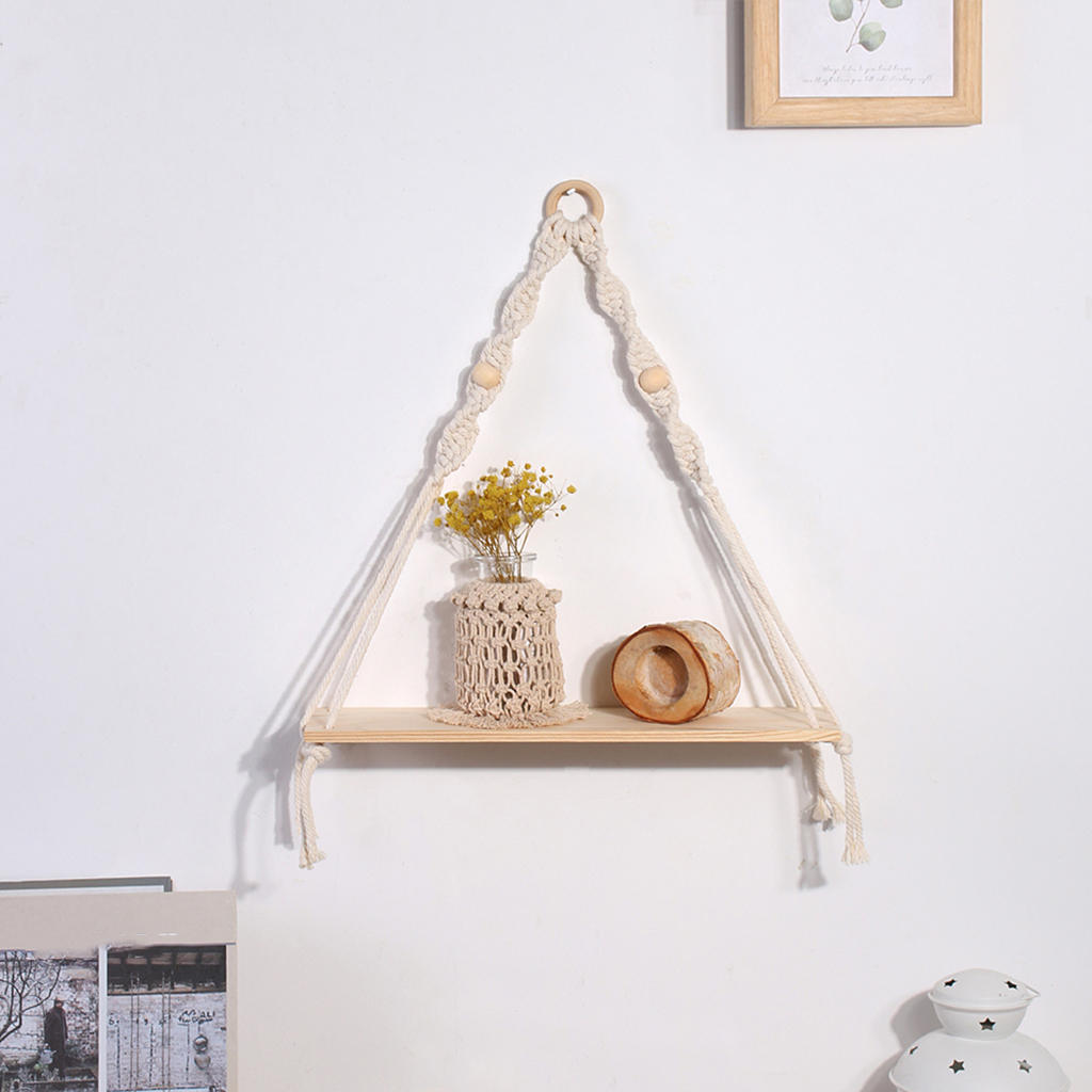 Macrame Wall Hanging Shelf Tassel Decor Woven Wall Hanging Board Shelves for Home Bedroom Living Room Cake Stand