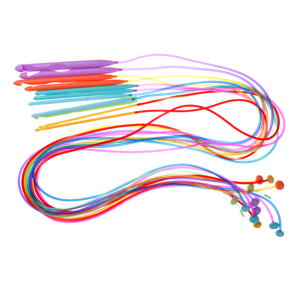 12 Sizes lastic Afghan Flexible Crochet Hook Weave Needles, Pack of 12
