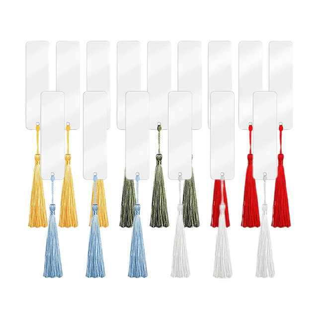 45 PCS Acrylic Bookmark Blank Clear DIY Unfinished Book Markers with  Colorful Tassels Ornaments Crafts Decors 