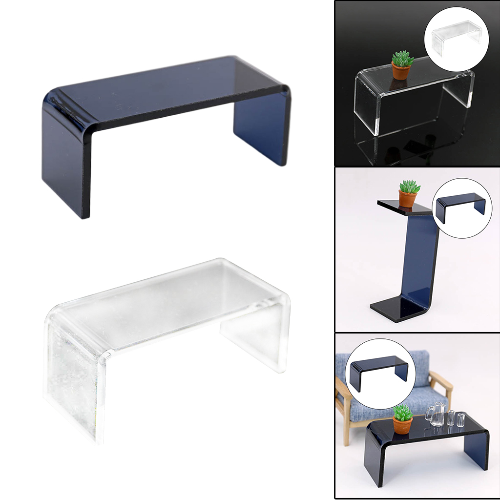 1/12 Acrylic Desk Furniture Tea Table Mini Office Ornament Decor Kids Gift