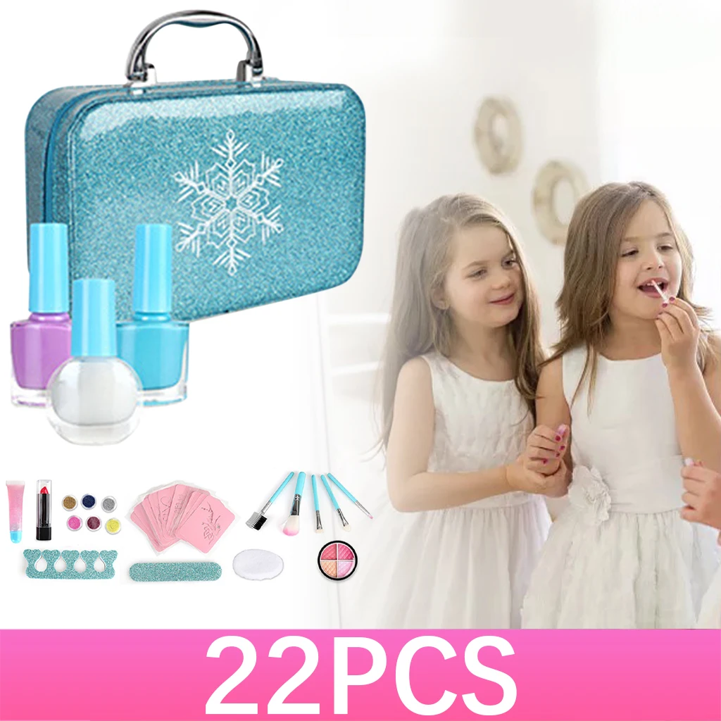 22PCS Kids Toys Simulation Cosmetics Set Pretend Makeup Toys Girls Simulation Make up Party Toys for Girls Fun Game