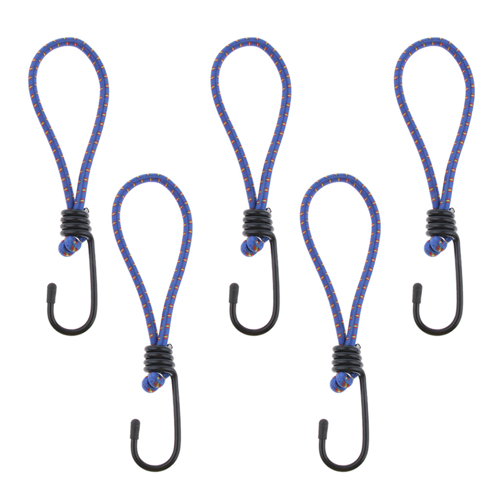 5 Pcs Bungee Hook Tie Tarpaulin Elastic Stretch Cord Straps With Hook for Camping & Hiking Tents Shelters Accessories