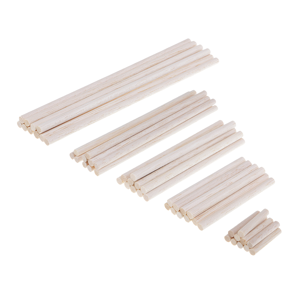 10pcs 50-250mm Round Blank Unfinished Balsa Wood Wooden Dowel Rod Pole for Woodcraft Hobbies DIY Craft Airplane Model Building