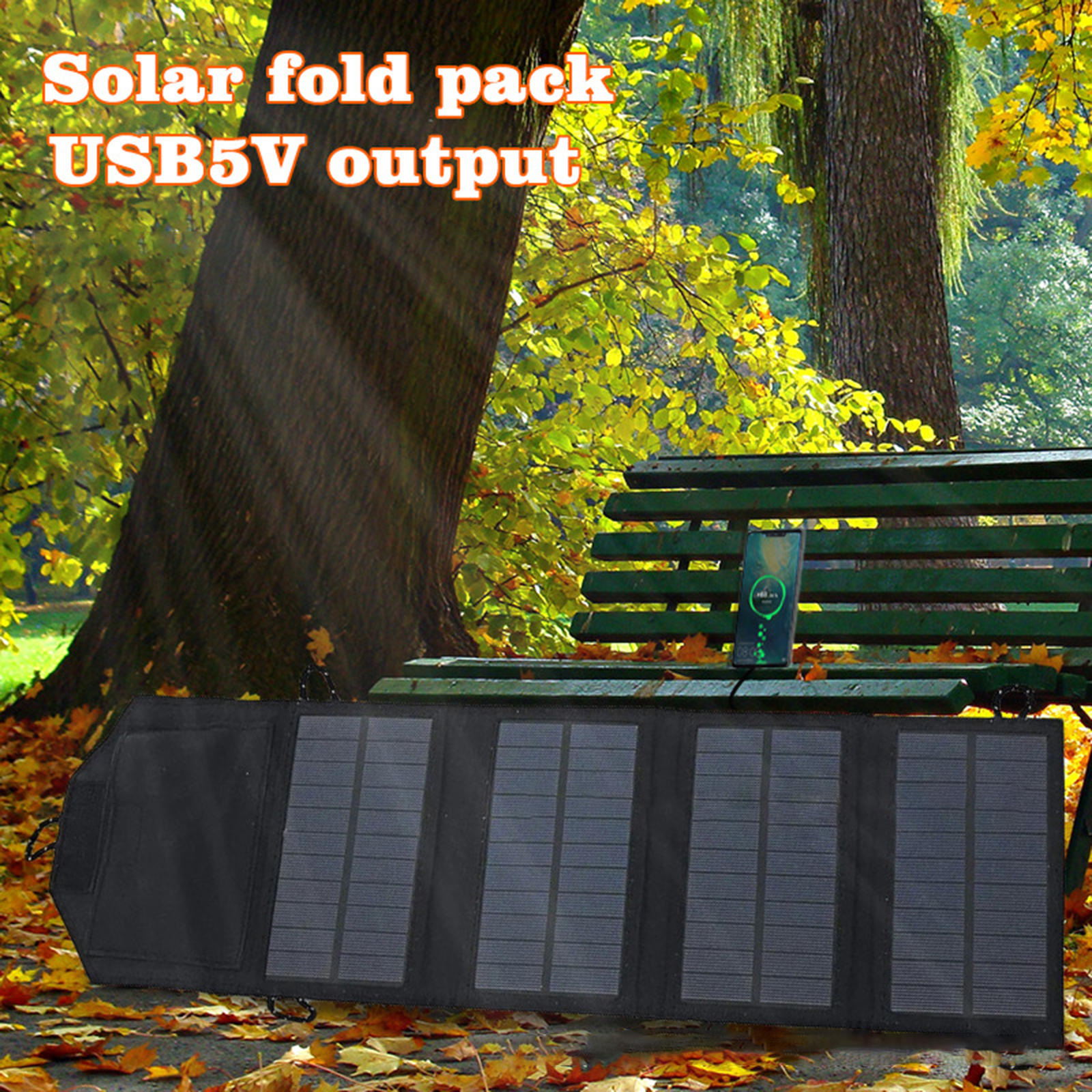 10W Solar Charger Dual USB Output Folding High Efficiency 5V/1A Solar Panel for Cell Phone Hiking RV Trip Outdoor Camping