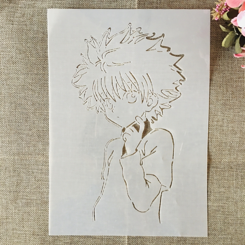 А4 29 см аниме Hunter X Hunter Killua DIY слойные трафареты картина  искусственные тисненые альбомы декоративные Шаблоны