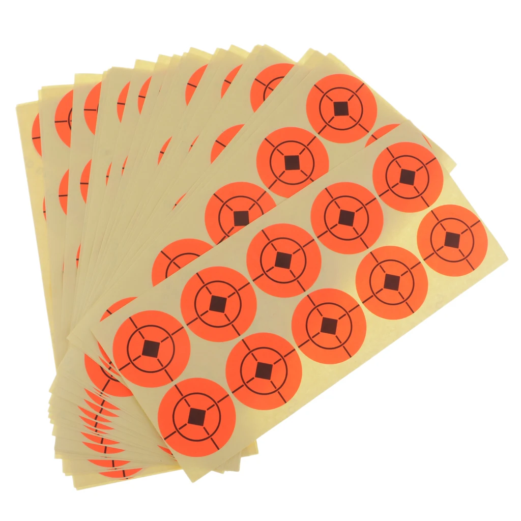 Sunnmix 250pcs 4cm Adhesive Target Stickers Hunting Shooting Tool Florescent for both long and short distance shooting -Orange