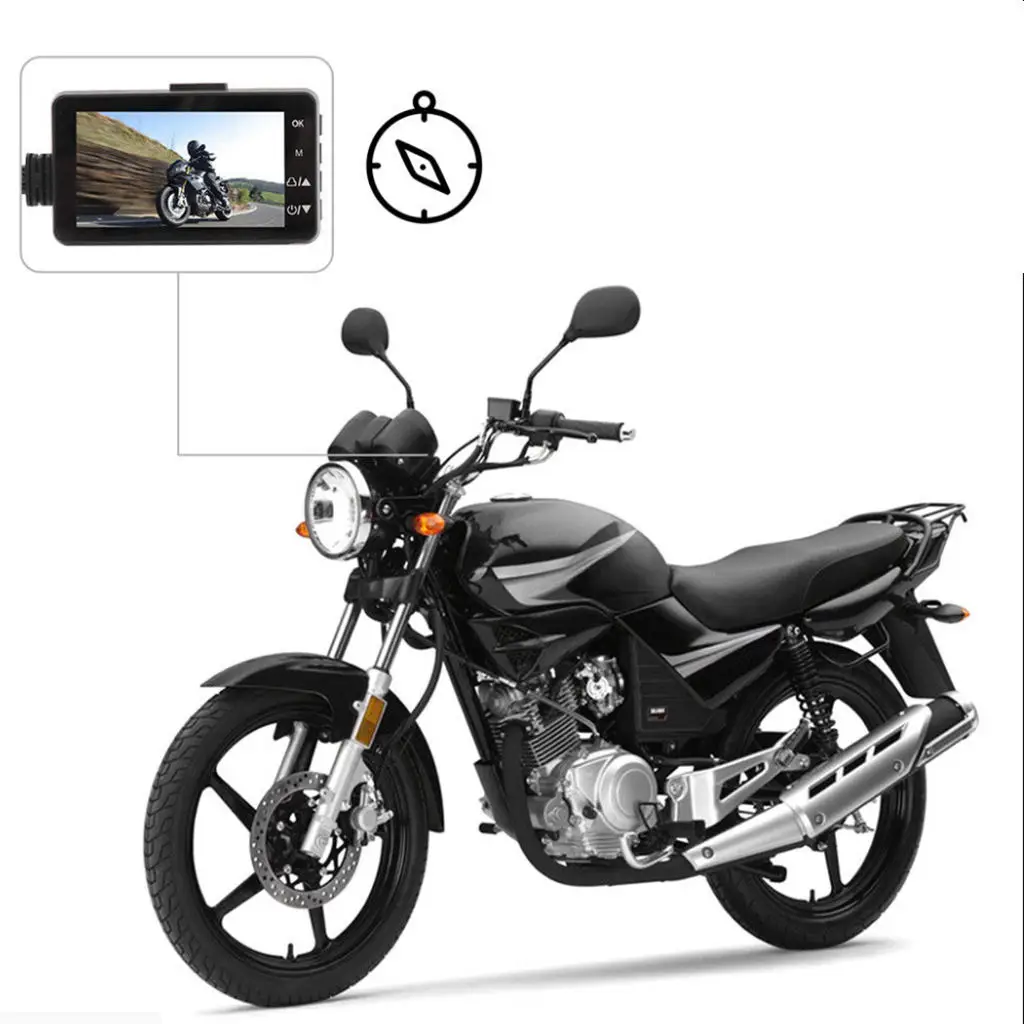 Motorcycle DVR 3`` LCD+140Dual Waterproof Camera Support Video Sync Recording