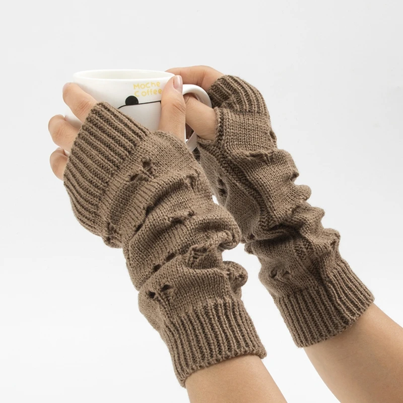 New Warmer Winter Women Gloves Stylish Hand Gloves Girl Arm Crochet Knitting Hollow Mitten Warm Fingerless Gloves best cold weather work gloves