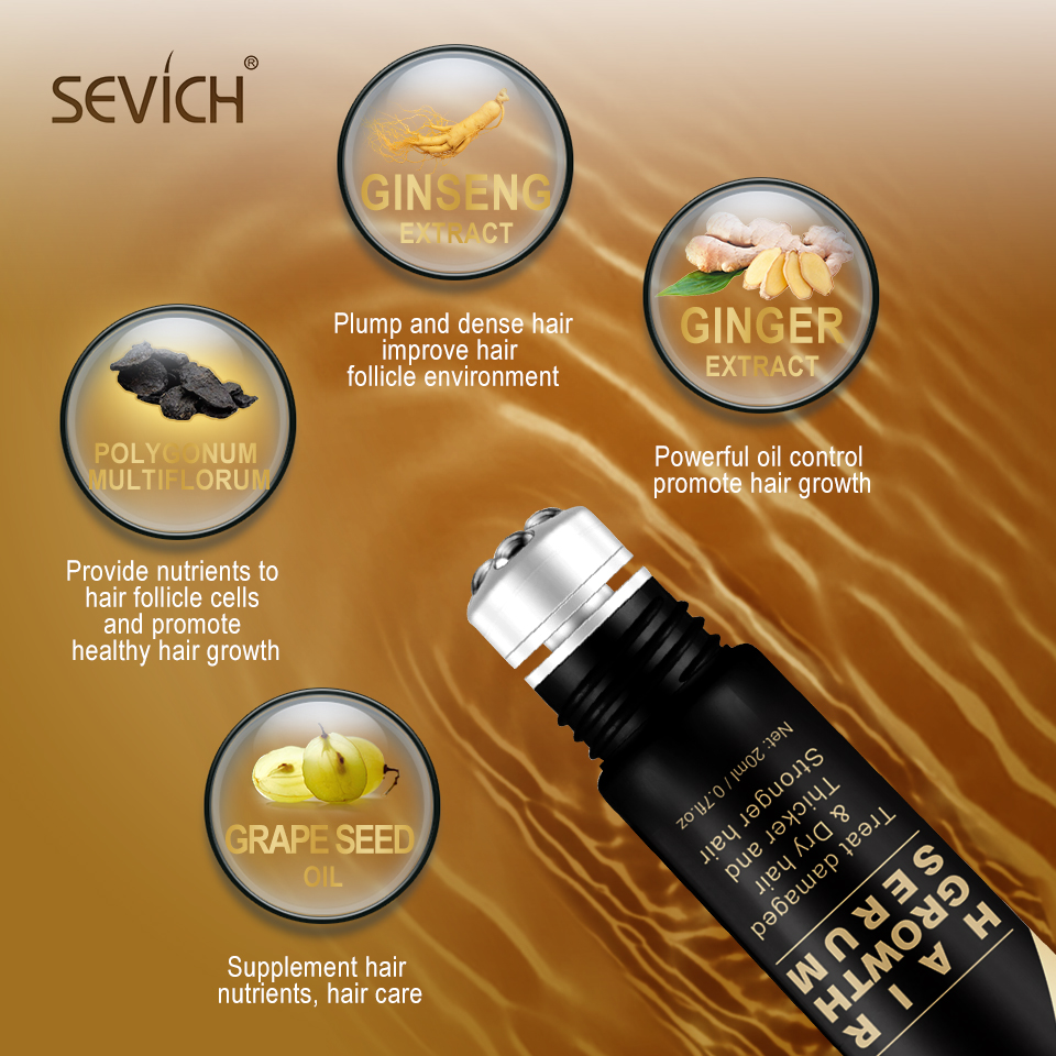 Best of Sevich Hair Growth Oil Ginger Extract Growing Serum Prevent Hair Loss Care Scalp Massage Roller Treatment Thickener Essence 20ml Reviews & Tips - Image 3