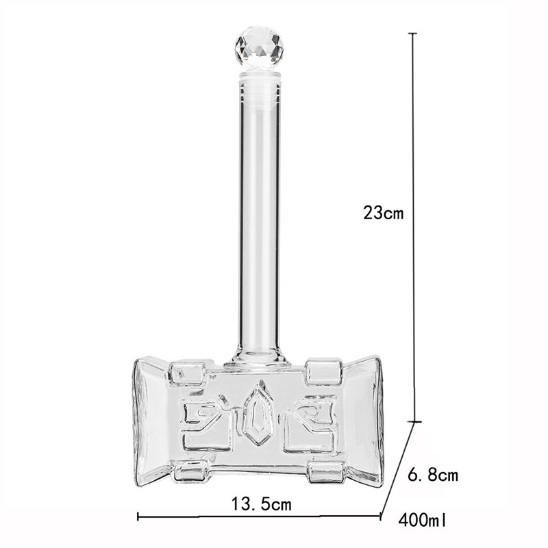 Neue 400 ml Thors Hammer Glas Weinflasche Creatives Wodkas Krug für Barversorgung für den täglichen Gebrauch zu Hause, im Büro und im Freien – Detail 5