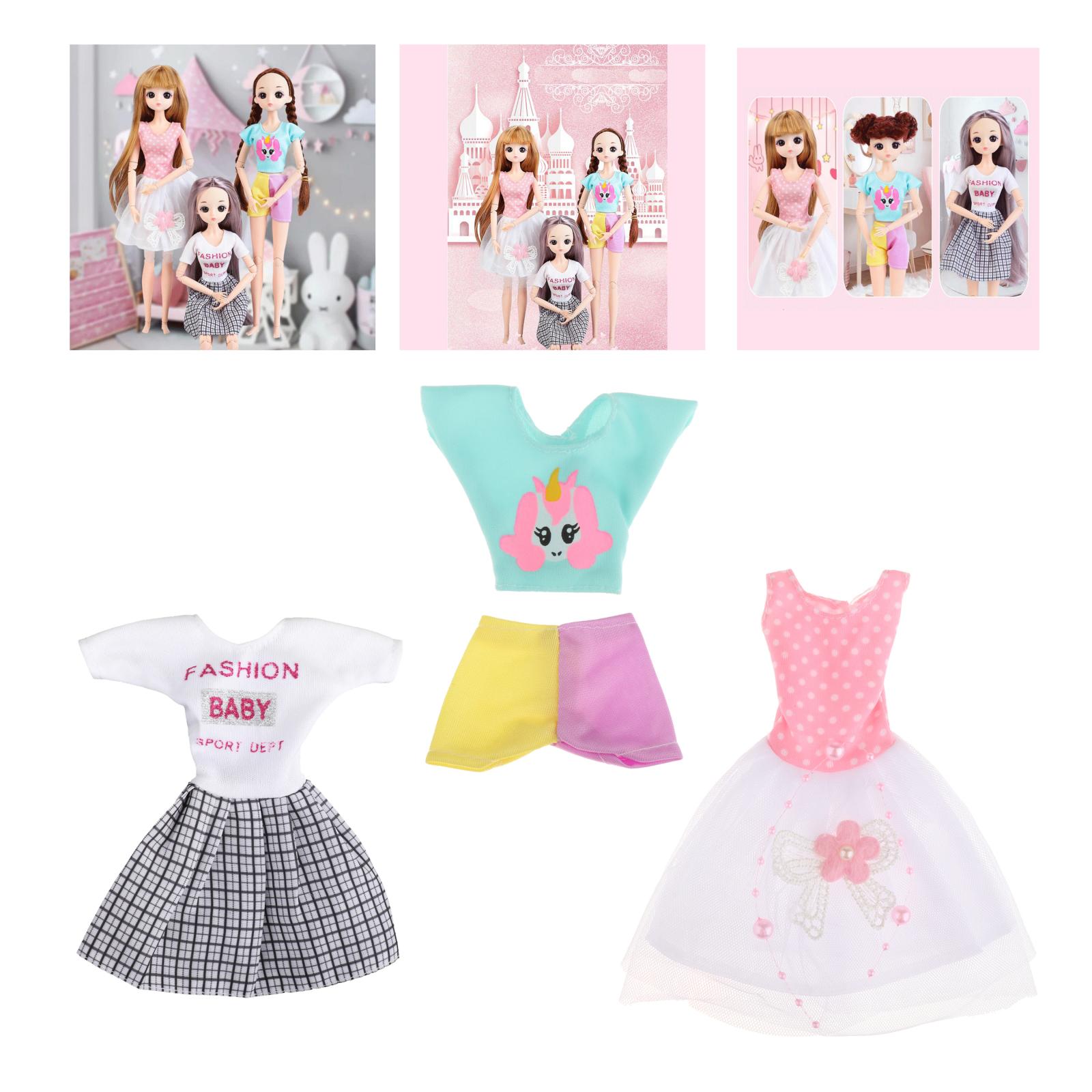 3 Set Lovely 12 Inch Mini Girl Doll Dress Clothes Shoes 1/6 Matching Outfits