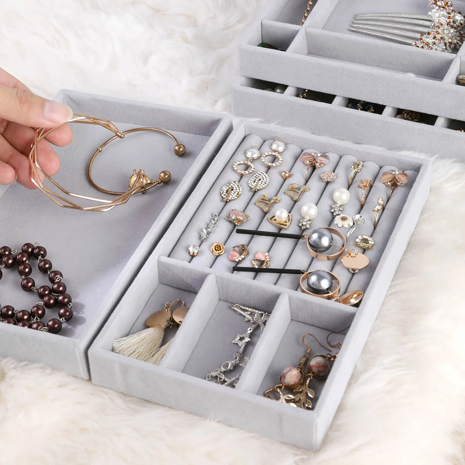 Jewelry Tray Organizer for Drawer Dresser Display Storage for Accessories