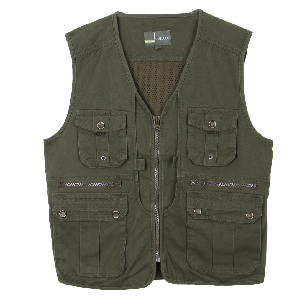 Men Multi-pocket Fishing Vest Quick Dry Breathable Casual Athletic Waistcoat for Fishing Hiking Camping Journalists Photography
