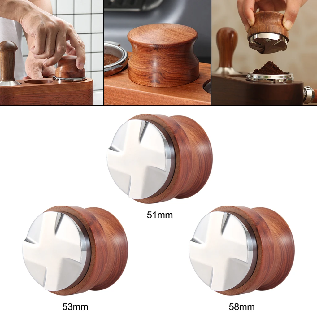 Stainless Steel 51/53/58mm Coffee Tamper Wooden Handle Espresso Maker Grinder High Quality Coffee Leveler Coffee Distributor