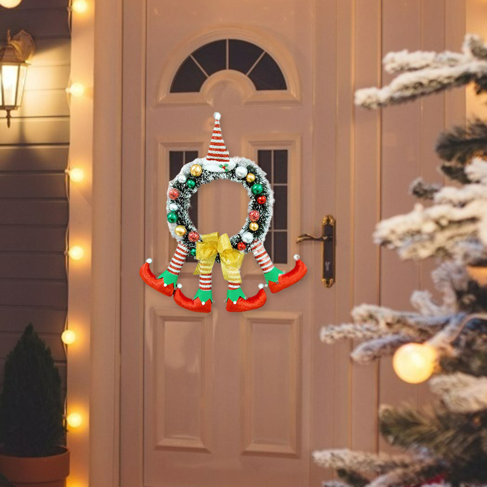Christmas Wreath Garland Clown Handmade for Front Door Celebration Farmhouse Wall Home Decor Xmas Festival Holiday