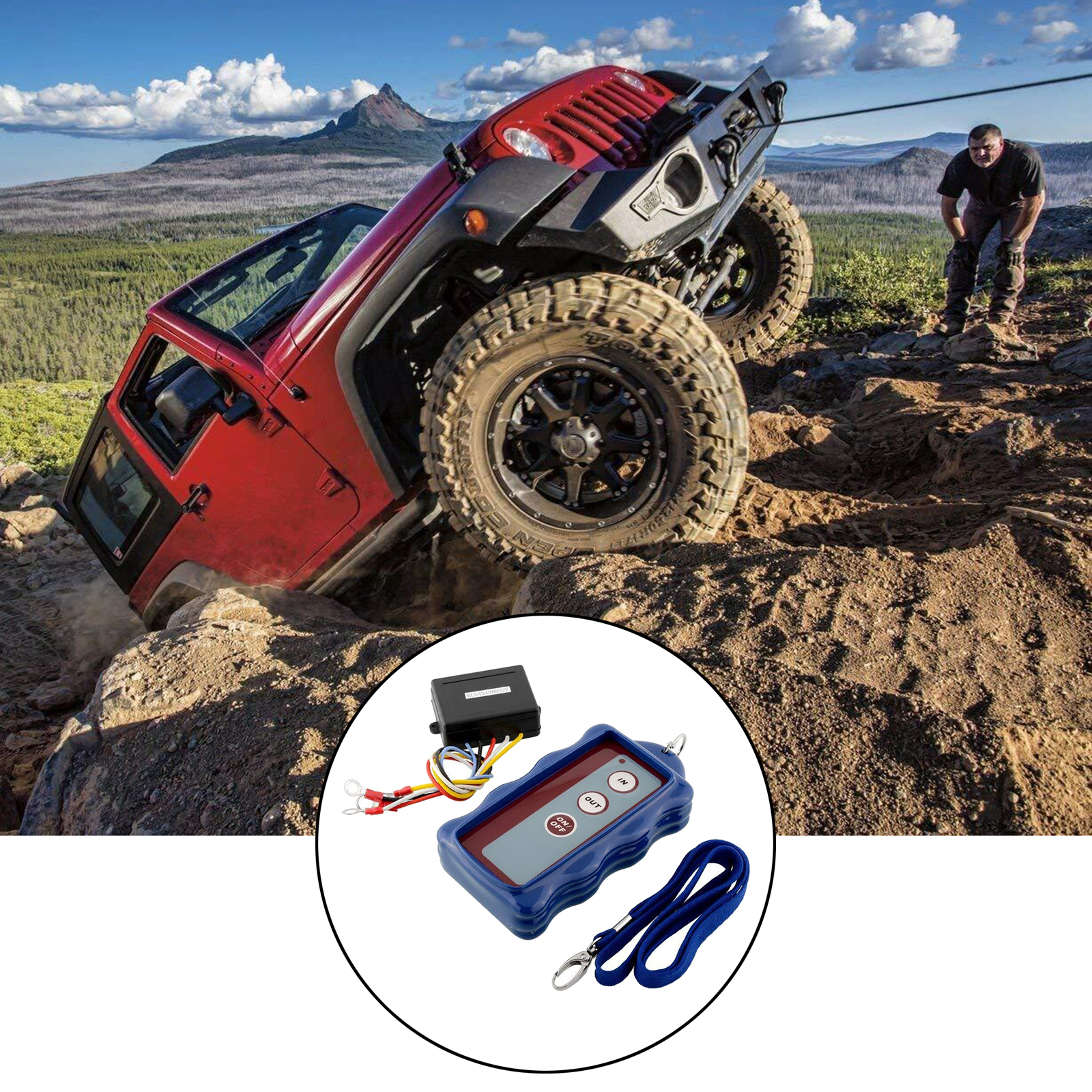 12V 50ft Smart Winch Wireless Remote Control Switch Set G Universal Indicator Light for  Truck ATV