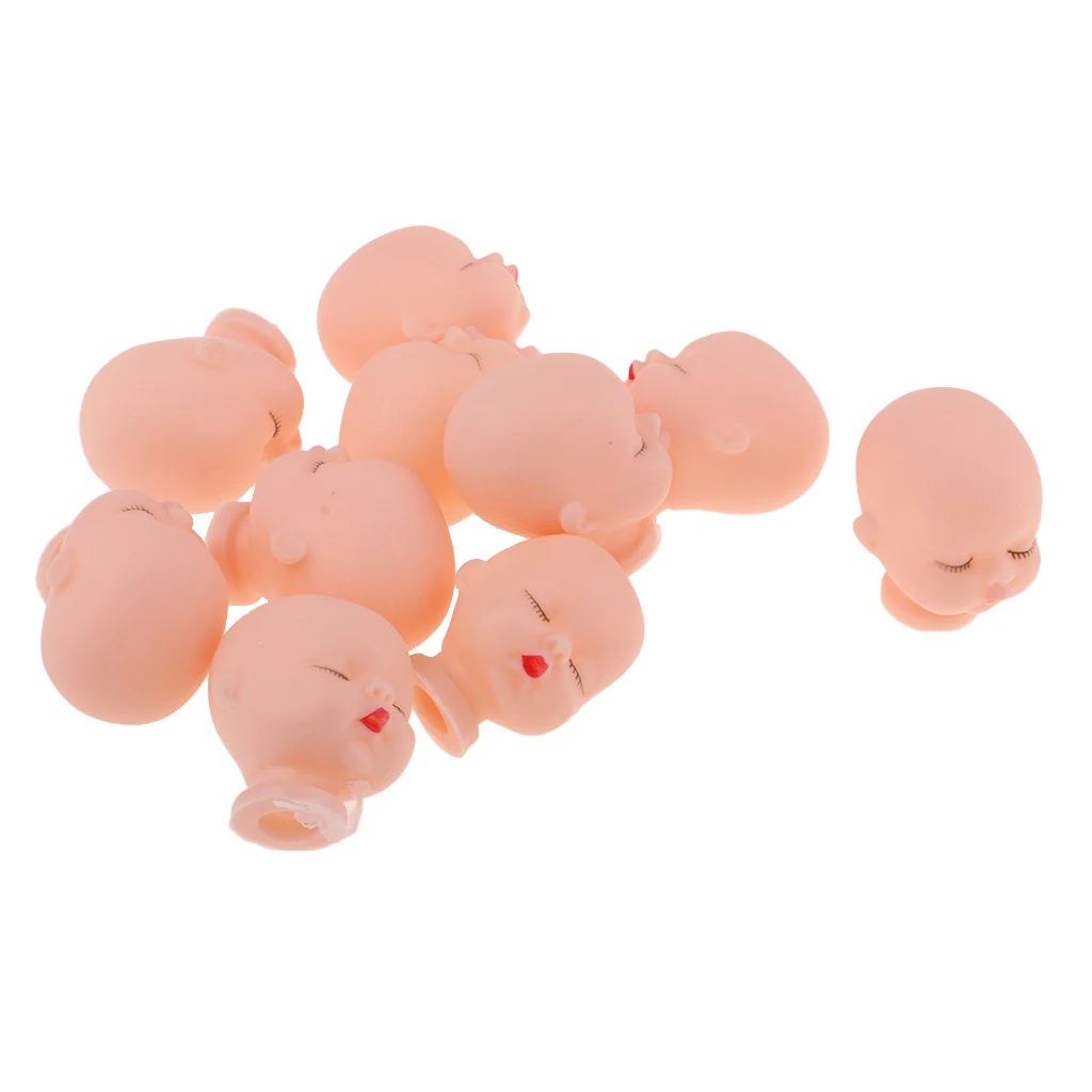 10 Pieces Red Lips Sleeping Baby Heads Shape for Miniature Doll