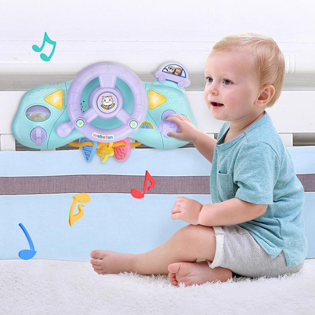 Music Steering Wheel Toy, Car Seat Toy with Music Steering Wheel