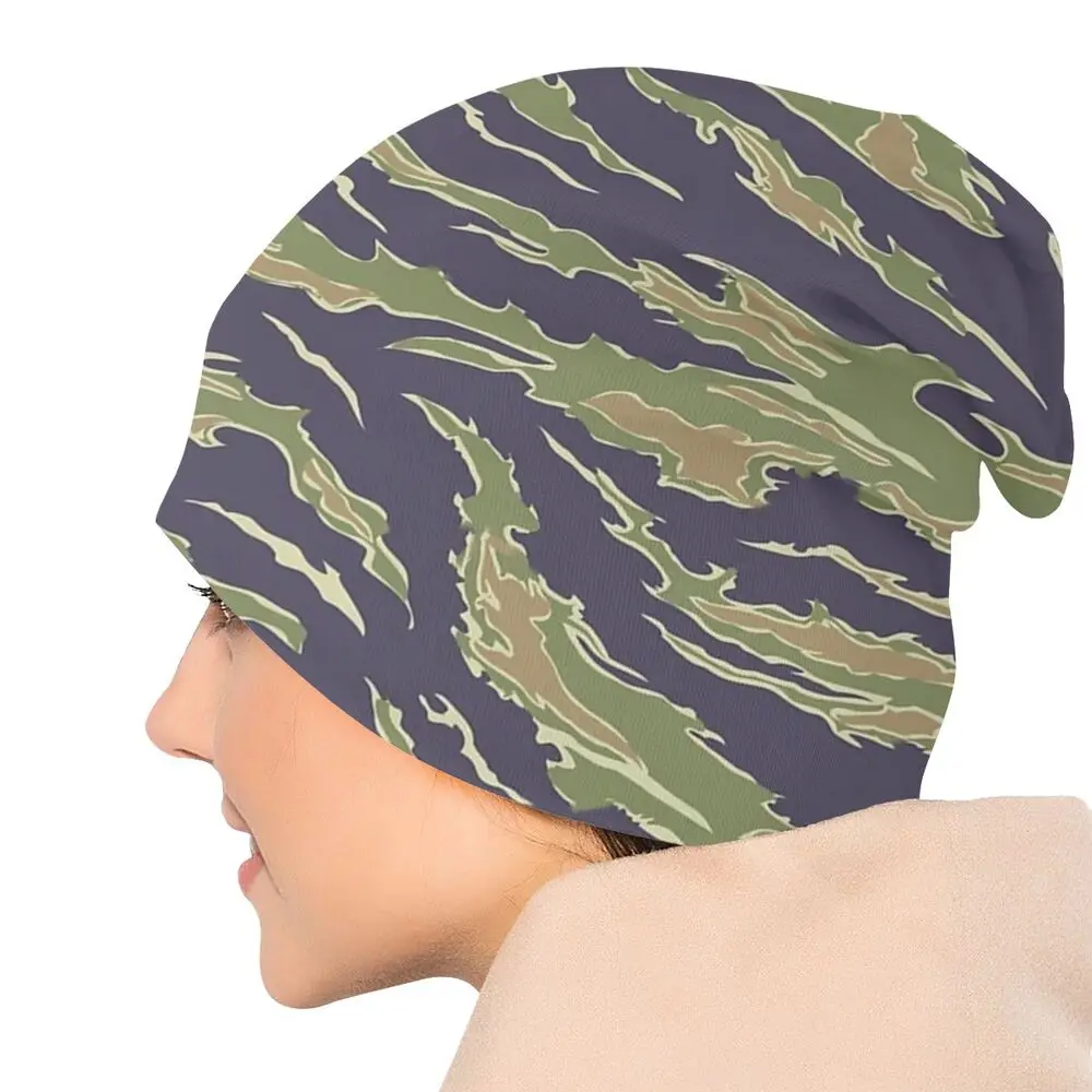 Tiger Stripe Camo Army Camouflage Skullies Beanies Hat Autumn Winter Men Women Cap Adult Warm Head Wrap Bonnet Knitted Hat white skully hat
