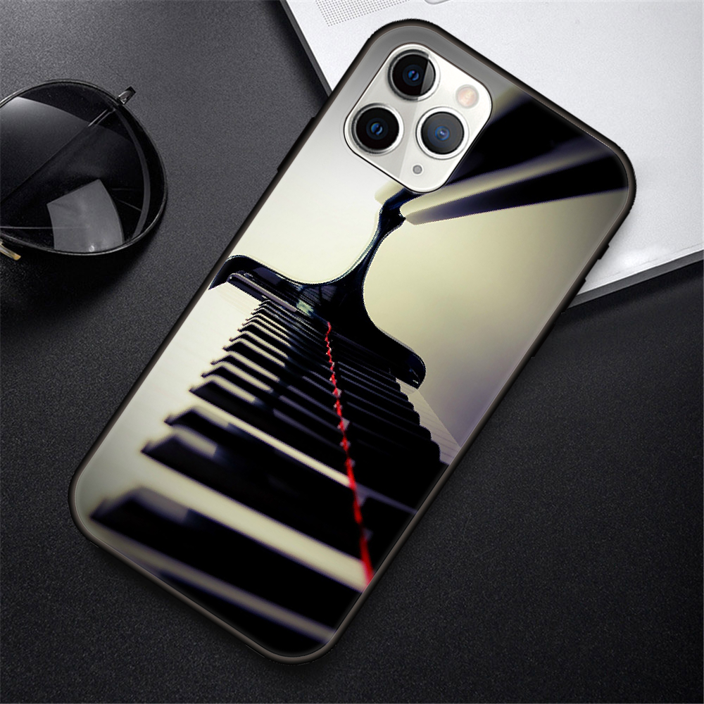 cheap iphone xr cases Phone Case For IPhone 12 Mini 11 Pro XR X MAX SE XS 5 6 6S 7 8 E Plus Black Cover Waterproof Silicone Shell piano guitar music cheap iphone 11 cases