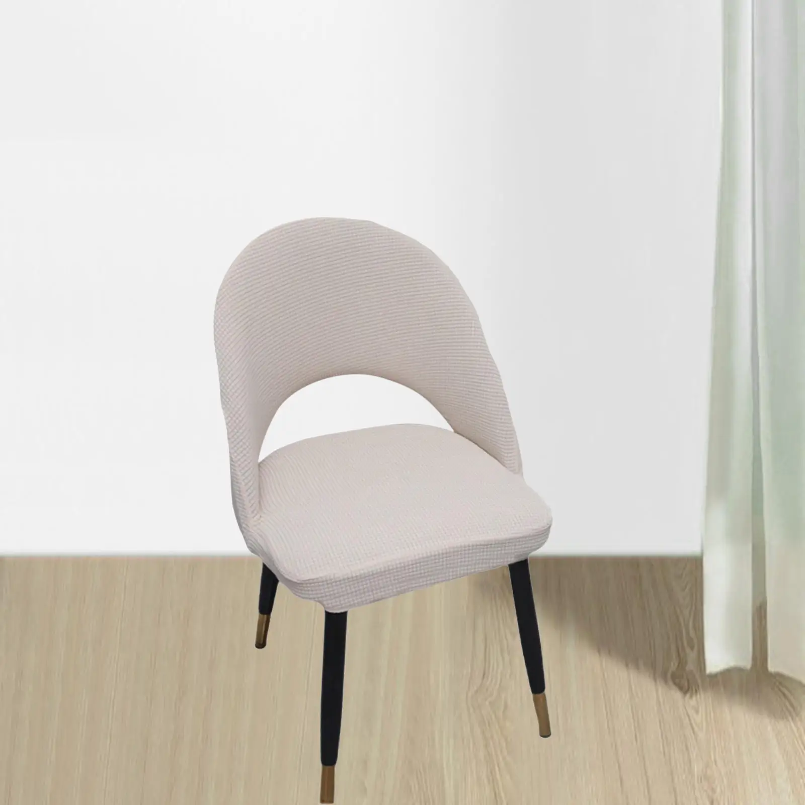 Soft Jacquard Short Back Curved Chair Cover Anti-Slip High Stretch Dinners Ceremonies Hotel Arc Hollow Back Chair Slipcover