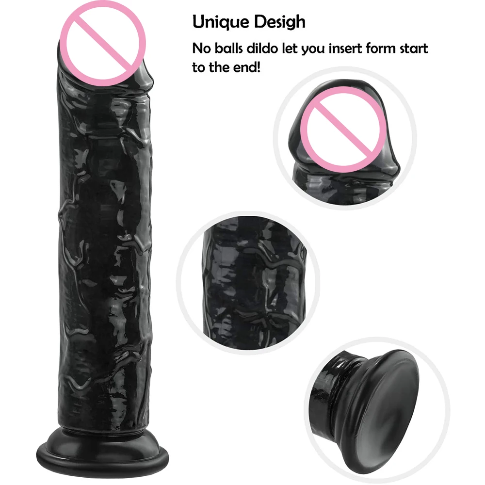 Black Realistic Dildo 7 Inch Small Dildo with Strong Suction Cup for Hand-Free Play Vagina G-spot Anal Simulate Adult Toys Woman