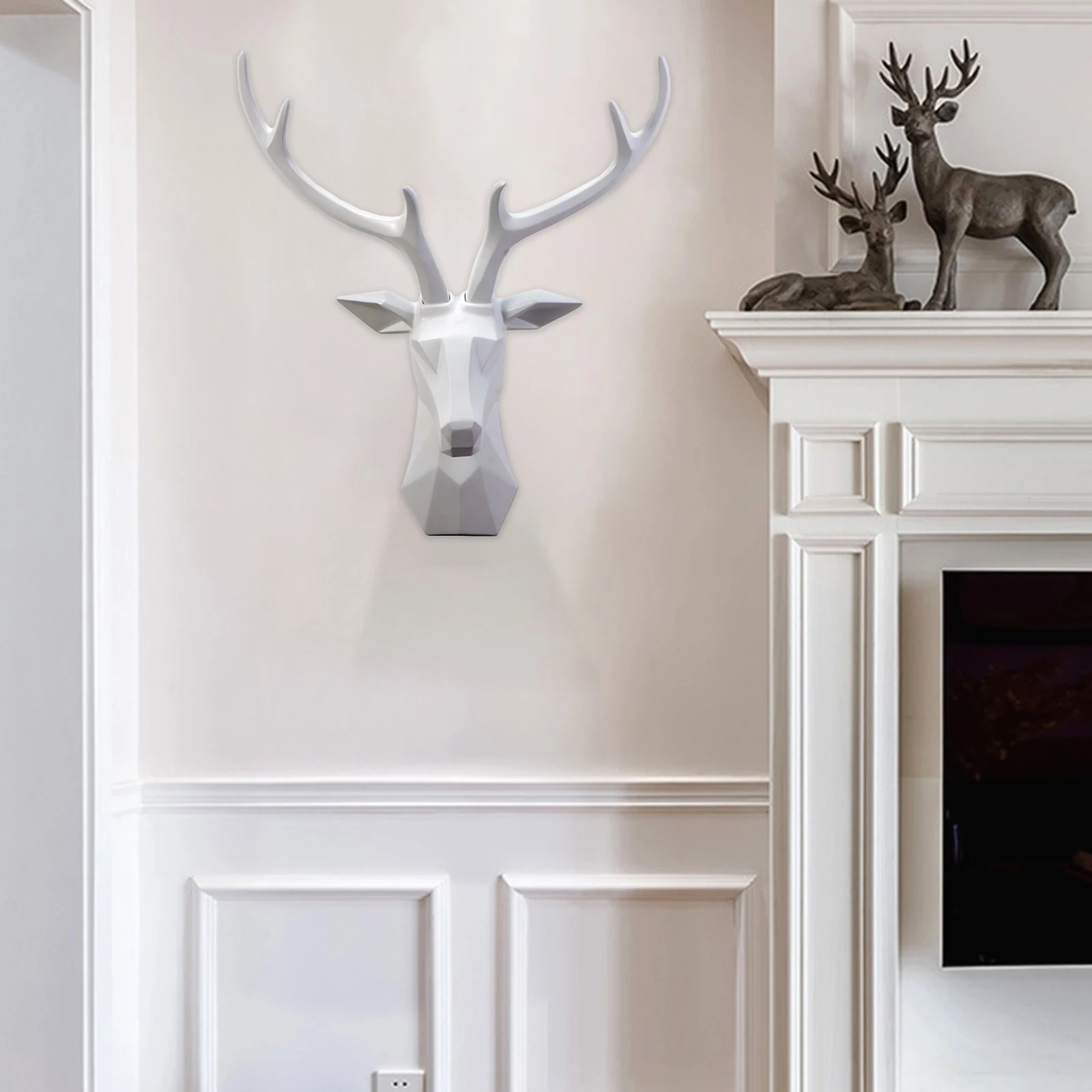 Deer Head Wall Sculpture Home Decor Living Room Cabinet Art Statue Ornaments