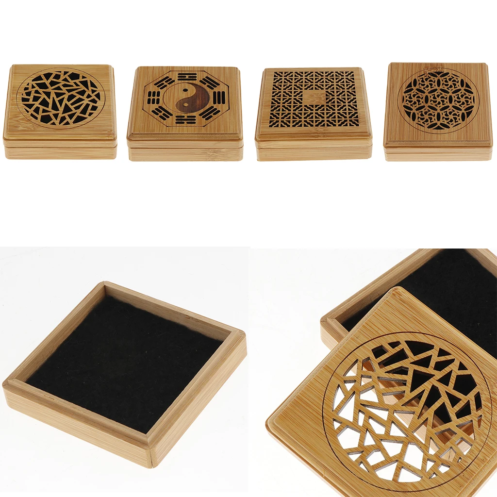 Bamboo Incense Coil Burner Holder within 4 Hours Multi Vintage Patterns Cracked Ice, Wheel, Flower, the Eight Trigrams