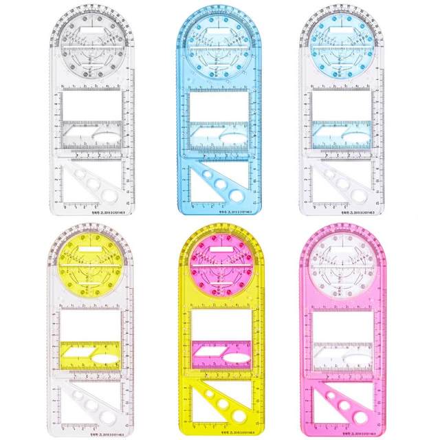 SDJMa Multifunctional Geometric Ruler Multifunction Ruler Drawing Ruler  Plastic Template Ruler Measuring Ruler Geometric Drafting Tool for Student