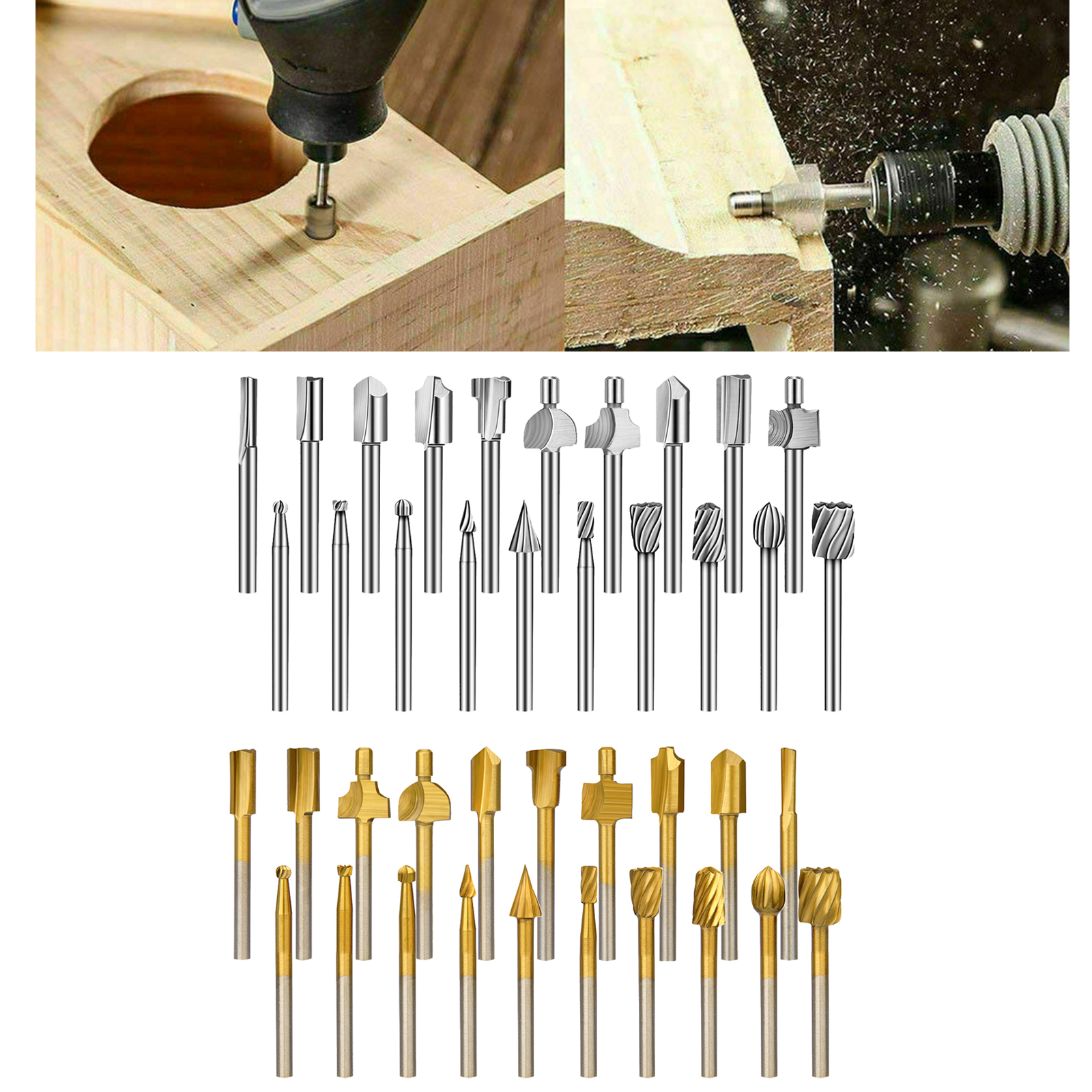 20x HSS Router Drilling Engraving Bits Grinding for Woodworking Carving