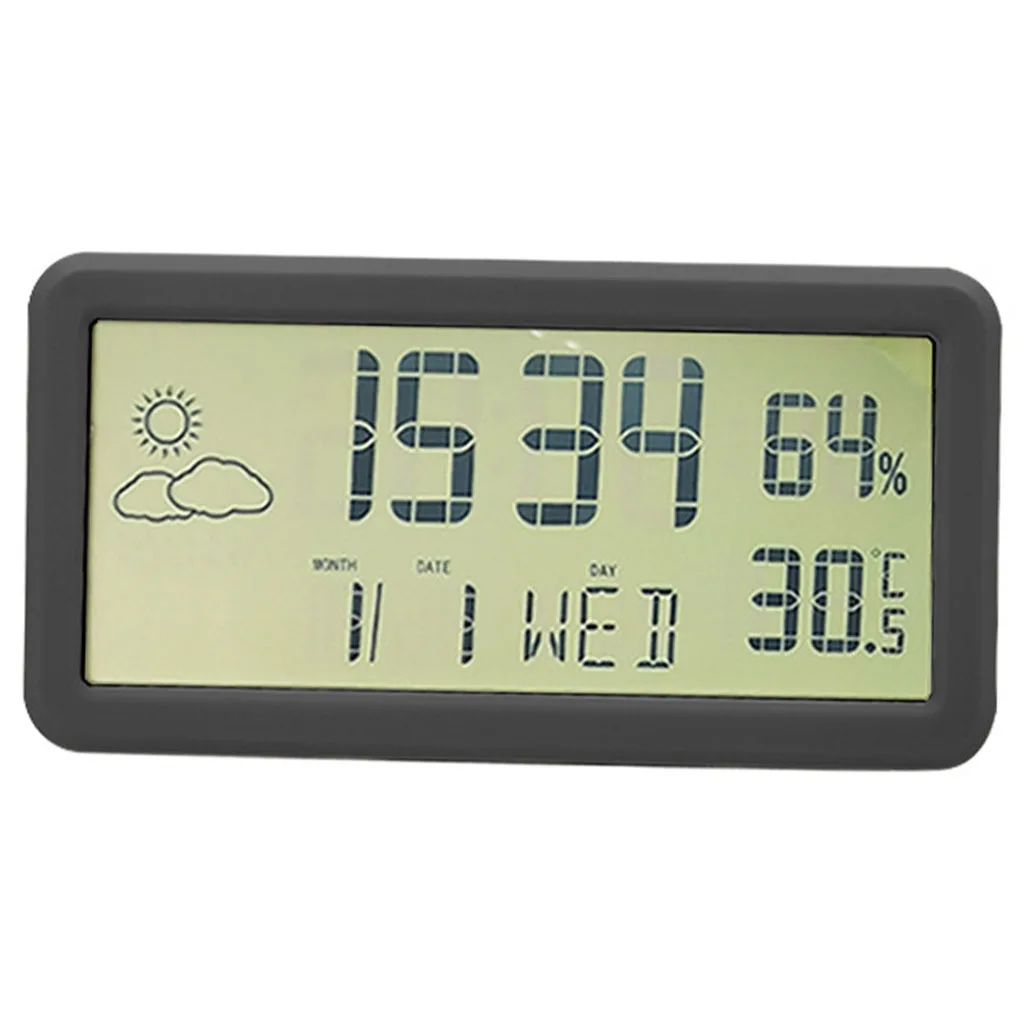 Thermometer Hygrometer Gauge Indicator Automatic Electronic Temperature Humidity Monitor Indoor/Outdoor Weather Station Clock