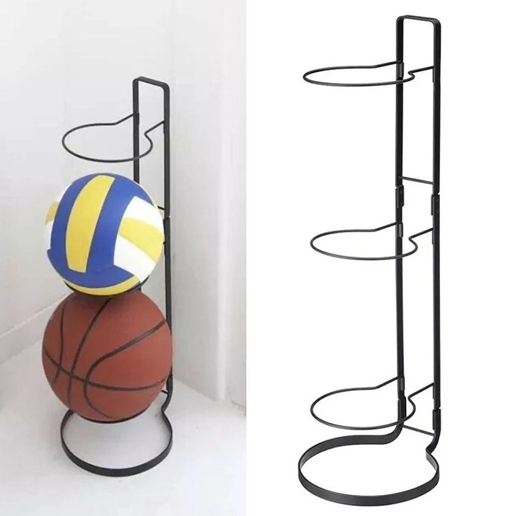 Black Metal Basketball Display Storage Rack Shelf Balls Holder Space Saver