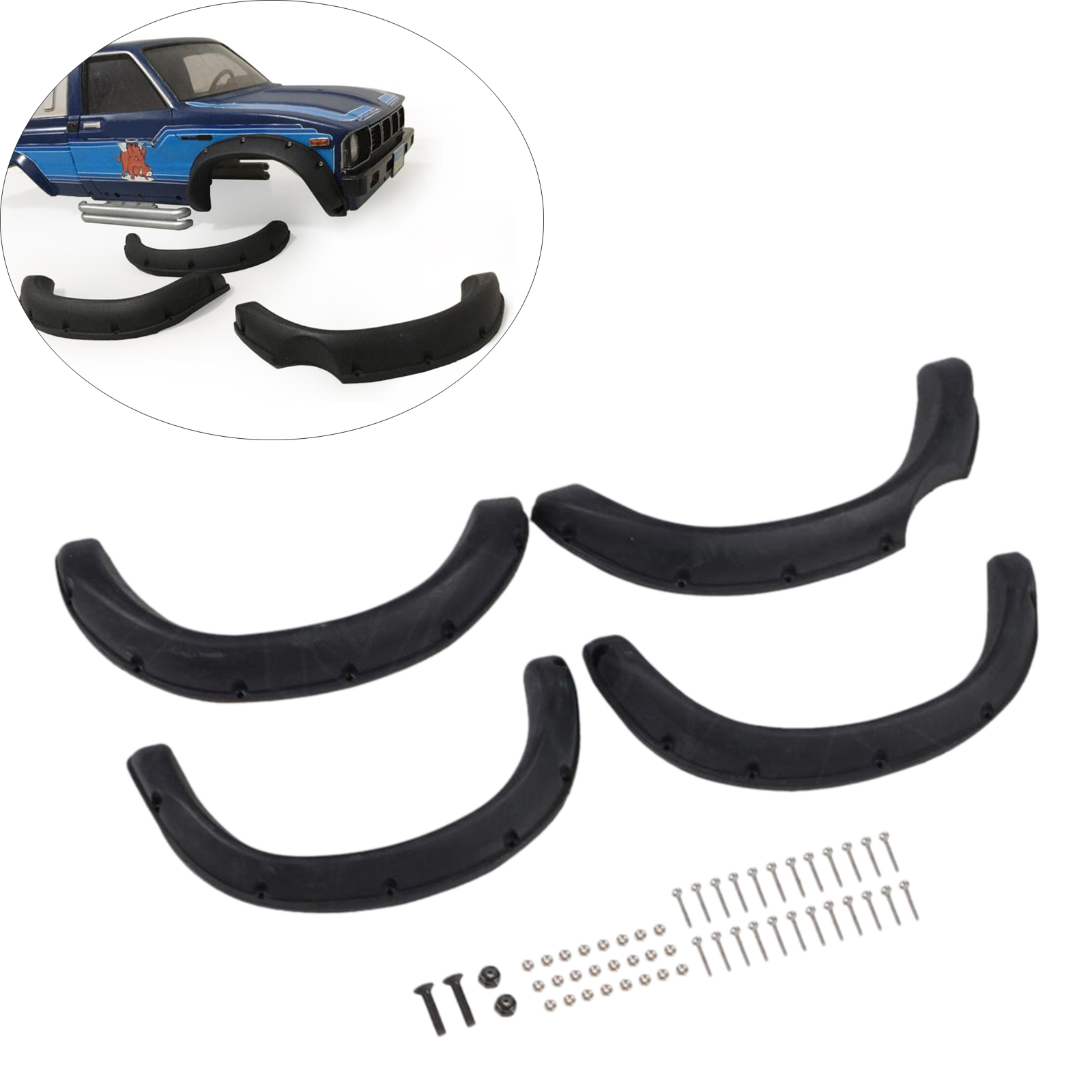 Black RC Car Fender Flares for 1:10 RC TAMIYA Hilux BRUISER  TF2 RC Car Replacements Accessories Part