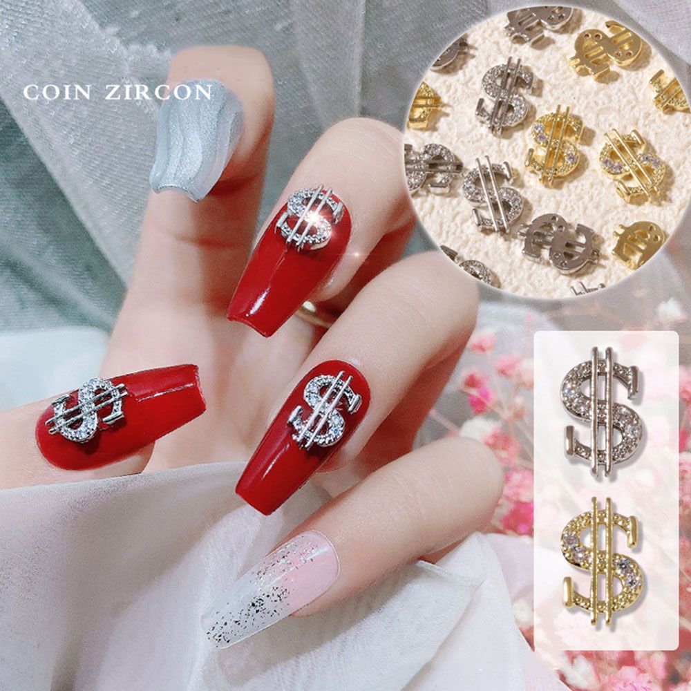 Best of Silver Gold Dollar Figure Nail Decoration Creative Alloy Rhinestone 3D Manicure Metal Nail Art Supplies DIY Nail Accessories Reviews & Tips