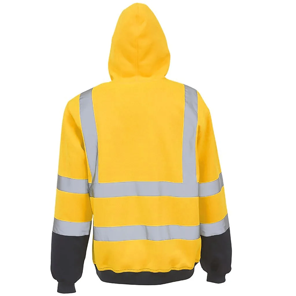 Details about   Men Road Work High Visibility Pullover Long Sleeve Hooded Sweatshirt Blouse Chic 