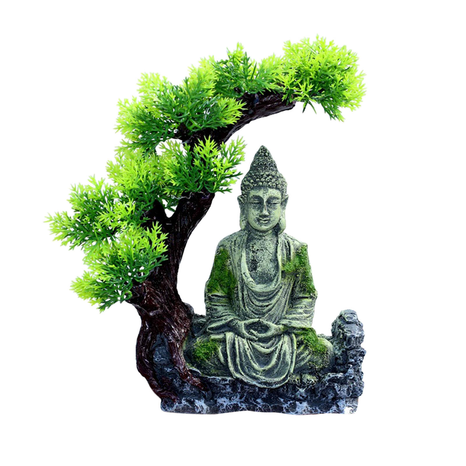 Aquarium Ancient Decoration Resin Zen Buddha Sitting Statue Cave for Aquarium Fish Tank Landscaping Ornament Decor