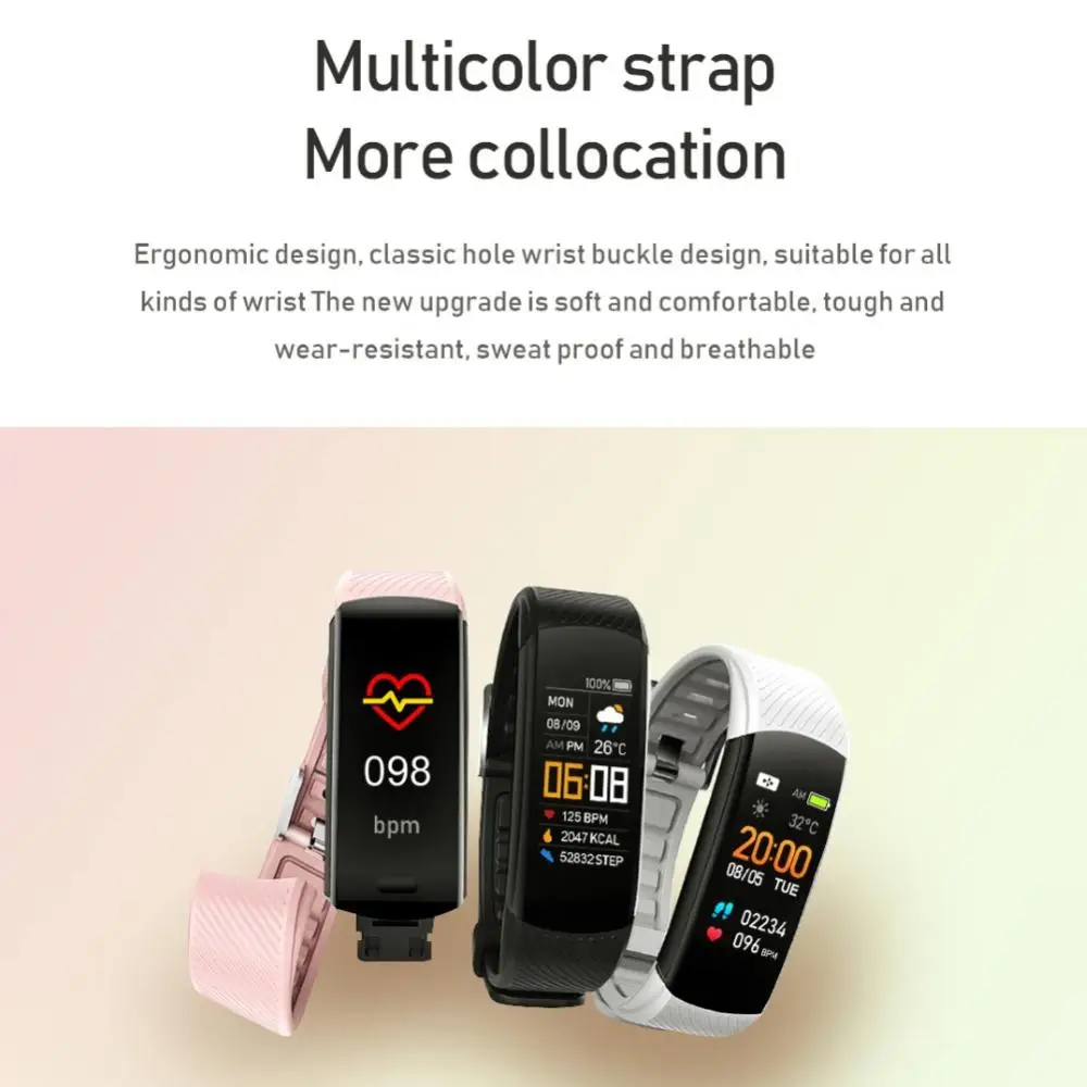 C5S Smart Band Waterproof Fitness Tracker Blood Pressure Heart Rate Monitor Smart Bracelet Watch Sport For Huawei iphone