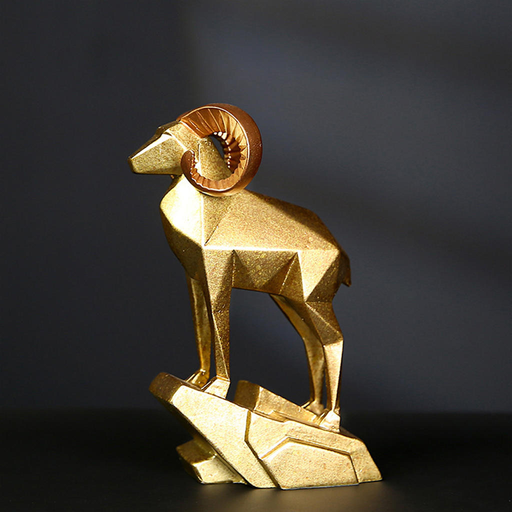 Lamb Antelope Decor Statue for Home Office Bookshelf TV Stand Decoration, Resin Geometry Animal Sculpture Tabletop Crafts